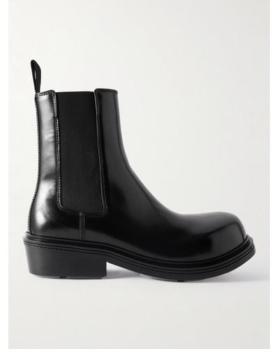 Bottega Veneta Fireman Glossed-leather Chelsea Boots - Black