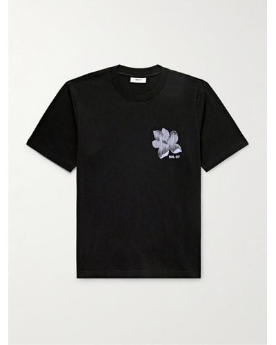 NN07 Adam 3209 Floral-print Pima Cotton-jersey T-shirt - Black