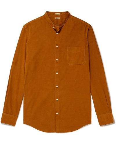 Massimo Alba Noto2 Slim-fit Grandad-collar Cotton-corduroy Shirt - Brown