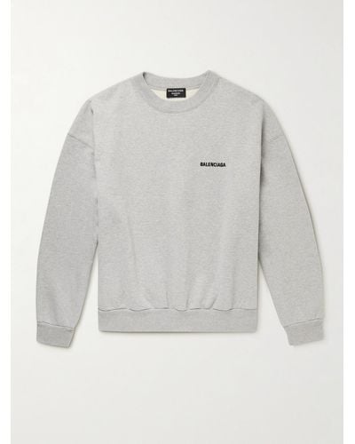 Balenciaga Logo-embroidered Cotton-jersey Sweatshirt - Grey