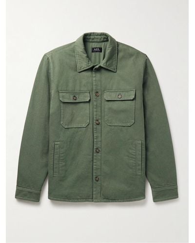 A.P.C. Alessio Padded Cotton-twill Shirt Jacket - Green