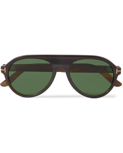 Tom Ford Aviator-style Horn Sunglasses - Green