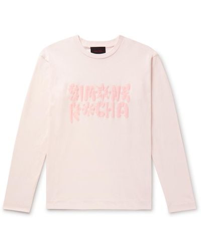 Simone Rocha Daisy Logo-print Cotton-jersey T-shirt - Pink