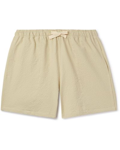 Howlin' Magic Straight-leg Cotton-blend Seersucker Drawstring Shorts - Natural