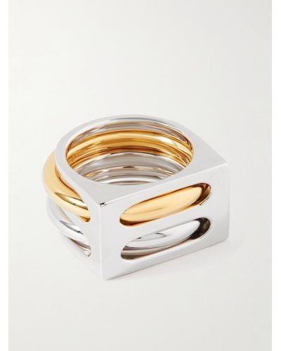 Tom Wood Double Cage Gold And Silver Ring - White