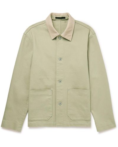 Club Monaco Corduroy-trimmed Cotton-blend Twill Jacket - Green