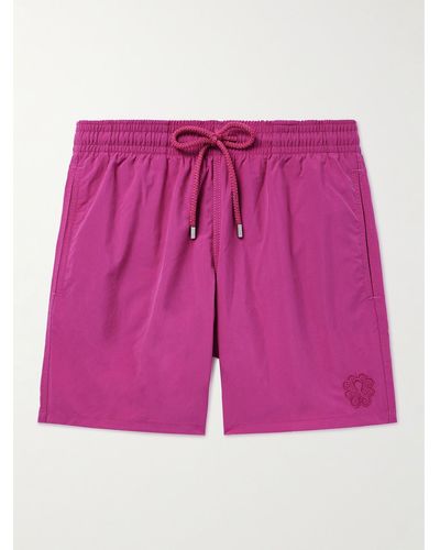 Vilebrequin Shorts da mare medi slim-fit in tessuto riciclato Moorea - Rosa