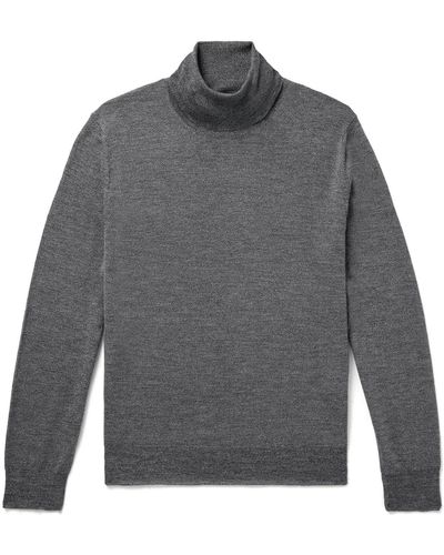 Canali Slim-fit Merino Wool Rollneck Sweater - Gray