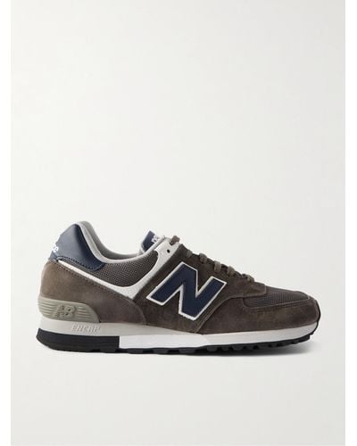 New Balance 576 Faux Leather-trimmed Suede And Mesh Trainers - Brown