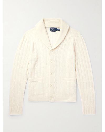 Polo Ralph Lauren Shawl-collar Cable-knit Cashmere Cardigan - Natural