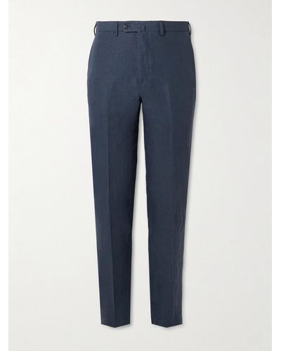 De Petrillo Slim-fit Linen Suit Trousers - Blue
