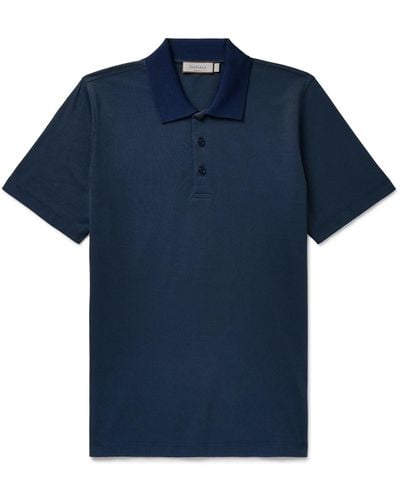 Canali Slim-fit Cotton-piqué Polo Shirt - Blue
