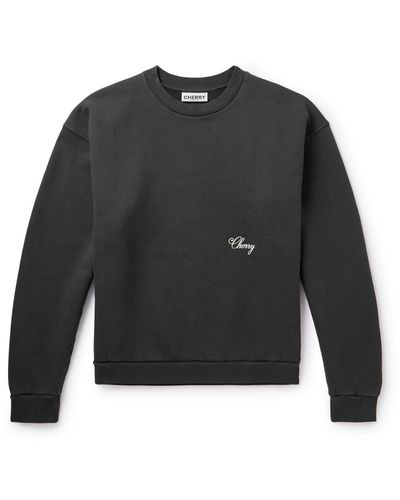 CHERRY LA Logo-embroidered Cotton-jersey Sweatshirt - Black