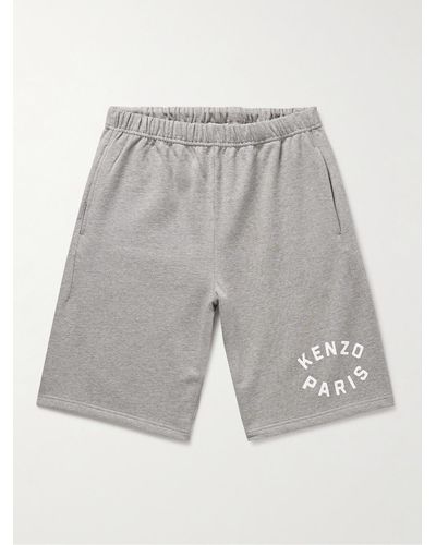 KENZO Target Wide-leg Logo-print Cotton-jersey Shorts - Grey