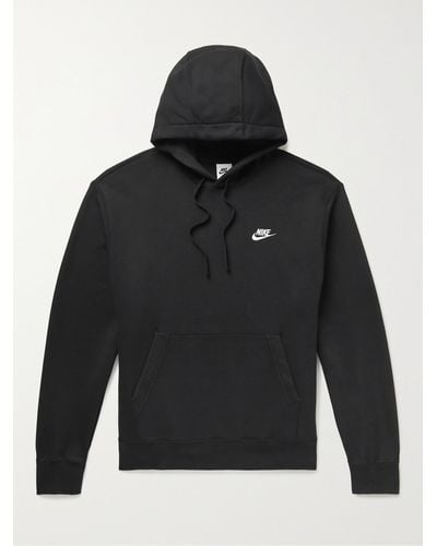 Nike Sportswear Club Logo-embroidered Cotton-blend Jersey Hoodie - Black