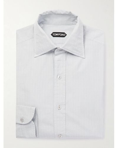 Tom Ford Camicia in popeline di cotone a quadri - Bianco