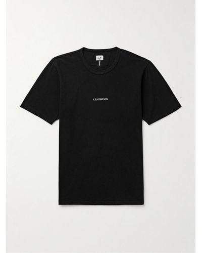 C.P. Company T-shirt in jersey di cotone tinta in capo con logo - Nero