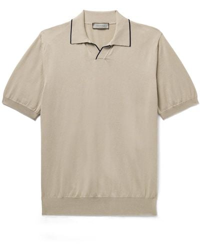 Canali Cotton Polo Shirt - Natural