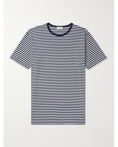 Sunspel Striped Cotton-jersey T-shirt - Blue