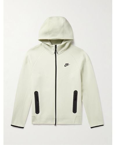Nike Logo-print Cotton-blend Tech Fleece Zip-up Hoodie - Natural