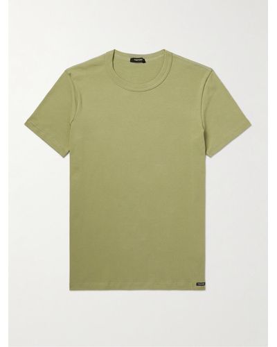 Tom Ford Schmal geschnittenes T-Shirt aus Stretch-Baumwoll-Jersey - Grün
