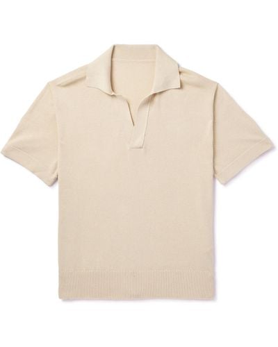 STÒFFA Mouliné Cotton Polo Shirt - Natural