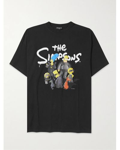 Balenciaga The Simpsons Oversized Printed Cotton-Blend Jersey T-Shirt - Nero