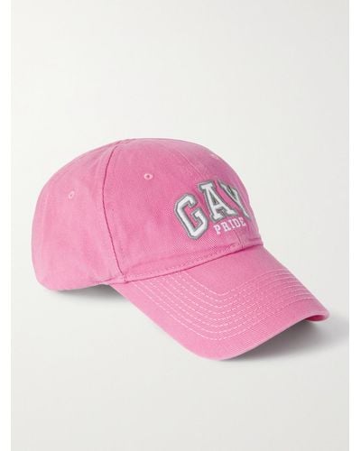 Balenciaga Embroidered Cotton-twill Baseball Cap - Pink
