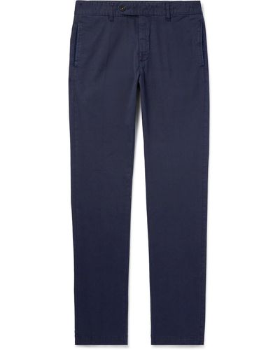 Massimo Alba Winch2 Slim-fit Straight-leg Cotton-blend Twill Pants - Blue