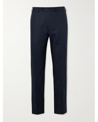 Canali Pantaloni slim-fit in lino Kei - Blu