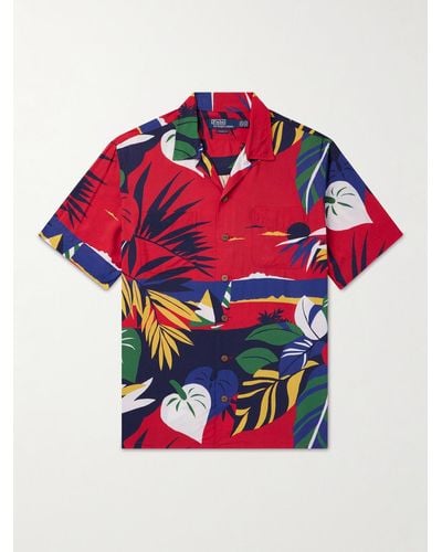 Polo Ralph Lauren Hoffman Fabrics Camicia in tessuto stampato con colletto convertibile Clady - Rosso