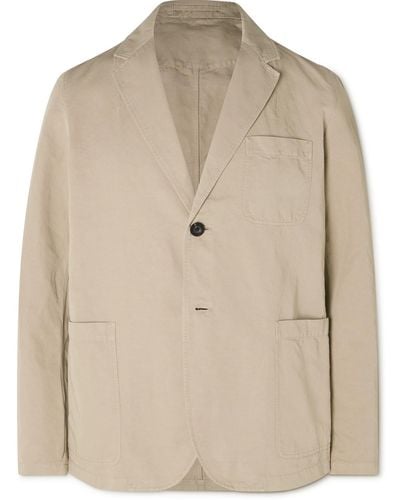 MR P. Slim-fit Unstructured Garment-dyed Cotton And Linen-blend Twill Blazer - Natural
