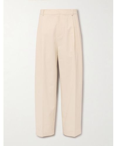 LE17SEPTEMBRE Wide-leg Pleated Cotton-twill Trousers - Natural