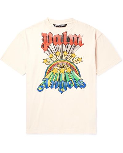 Palm Angels Rainbow-graphic Crew-neck T-shirt - White