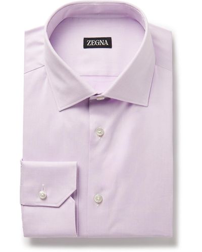 Zegna Cotton-blend Twill Shirt - Pink