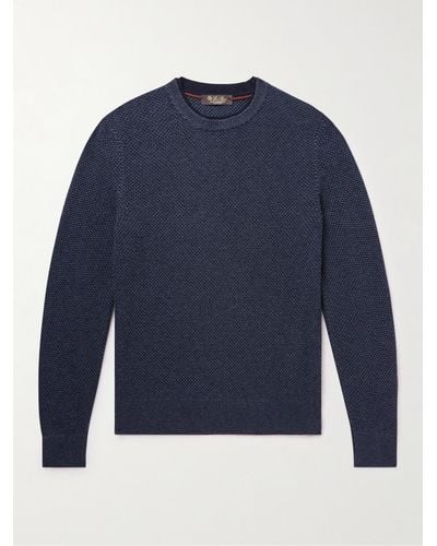 Loro Piana Honeycomb-knit Cashmere Sweater - Blue