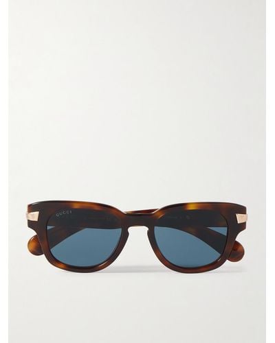 Gucci D-frame Tortoiseshell Acetate And Gold-tone Sunglasses - Blue