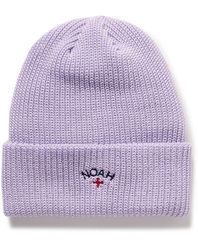 Noah Core Logo-embroidered Ribbed-knit Beanie - Purple