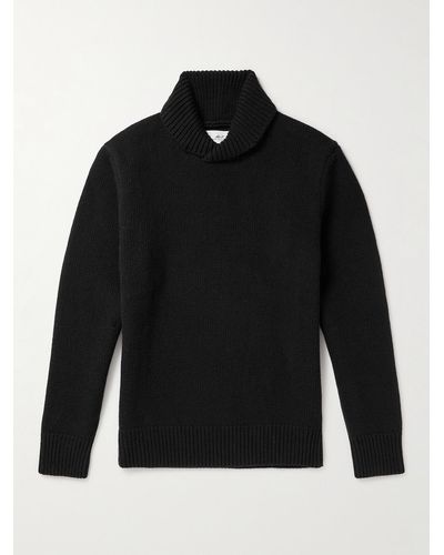 MR P. Slim-fit Shawl-collar Wool Sweater - Black