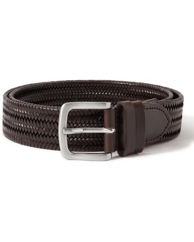 MR P. 3.5cm Woven Leather Belt - Black