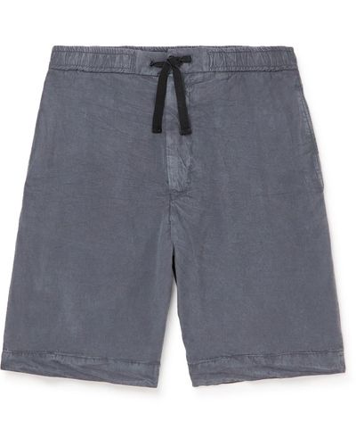 Officine Generale Straight-leg Garment-dyed Lyocell-blend Drawstring Shorts - Gray
