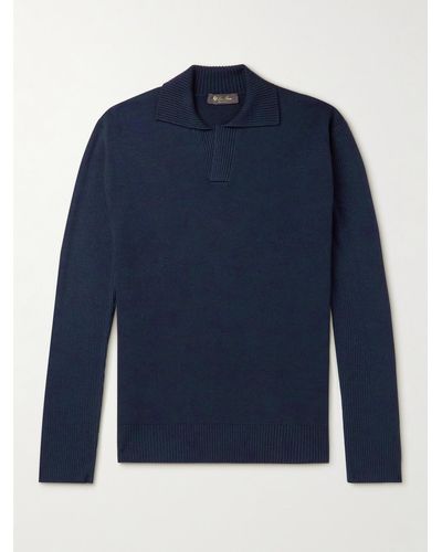 Loro Piana Cashmere And Silk-blend Polo Shirt - Blue