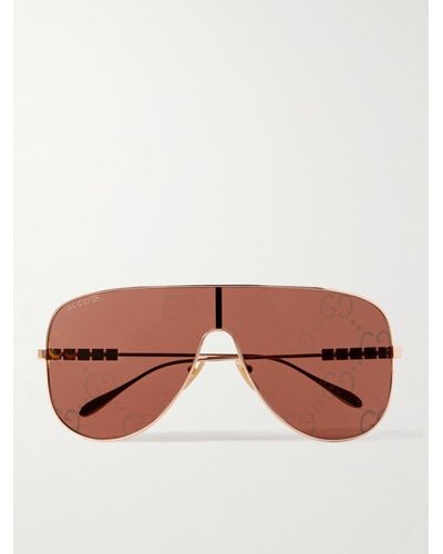 Gucci Aviator-style Rose Gold-tone Sunglasses - Pink