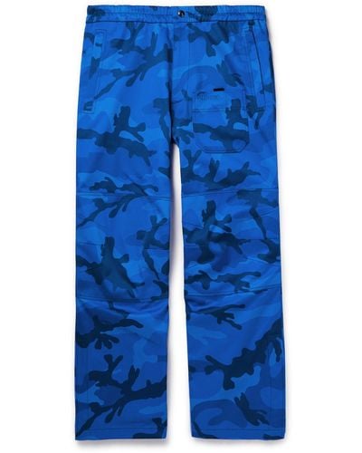 Valentino Garavani Wide-leg Camouflage-print Cotton-twill Cargo Pants - Blue