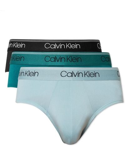 Calvin Klein Three-pack Stretch-jersey Briefs - Green