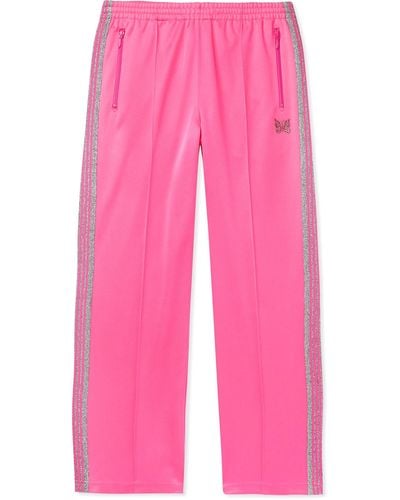 Needles Glittered Webbing-trimmed Tech-jersey Track Pants - Pink