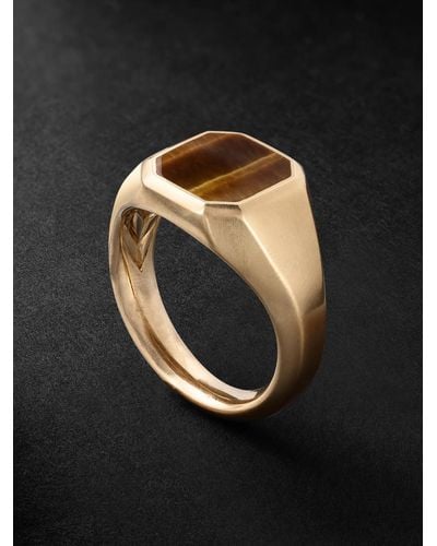 David Yurman Streamline® Gold Tiger's Eye Signet Ring - Black