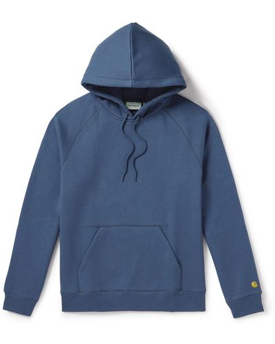 Carhartt Chase Logo-embroidered Cotton-jersey Hoodie - Blue