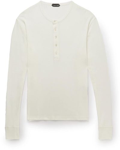 Tom Ford Cotton-jersey Henley T-shirt - White