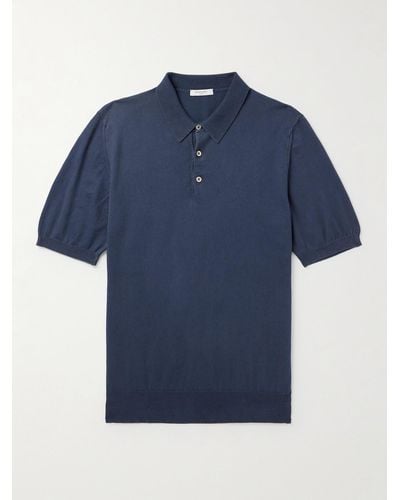 Boglioli Garment-dyed Cotton Polo Shirt - Blue